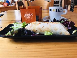 Hot tasty soya fajita! 😋  at Jardin Urbano in Valencia