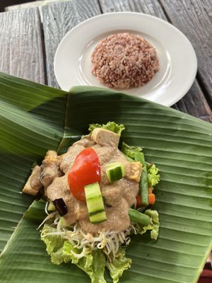 Gado Gado (brown rice, tofu, tempeh and veggies with a peanut sauce)  at Puspa's Warung in Ubud