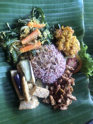Nasi campur (with no jackfruit)  at Puspa's Warung in Ubud