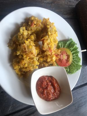 Corn fritters  at Puspa's Warung in Ubud