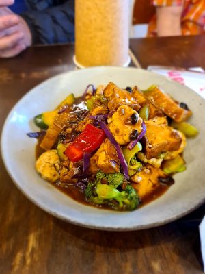 Black bean tofu at Oh My Greens in Melton South