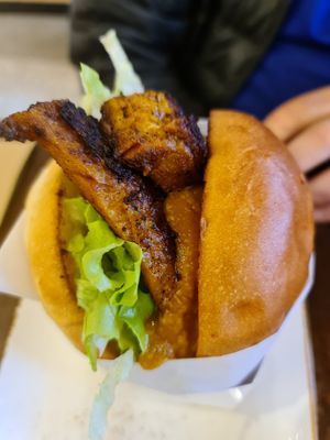 Chicken satay burger at Oh My Greens in Melton South