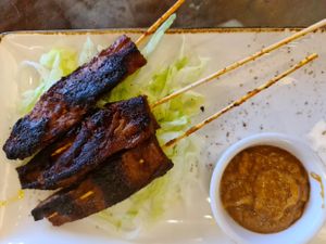 Satay skewers at Oh My Greens in Melton South
