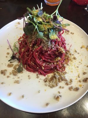 Beetroot pasta  at Oh My Greens in Melton South