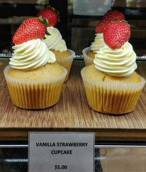 Vanilla strawberry cupcake at Oh My Greens in Melton South