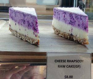 Cheese Rhapsody raw cake at Oh My Greens in Melton South