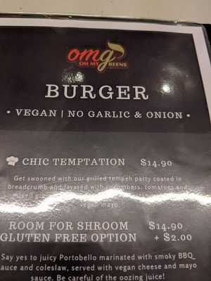 Just a little of the menu at Oh My Greens in Melton South