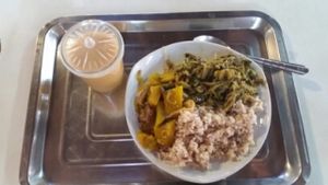 rice with 2 toppings and mixed juice at Chiang Mai Vegetarian Society in Chiang Mai