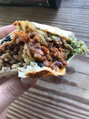 This is the tofu burrito, sub cheese for guacamole  at Mojos Tacos in St Augustine