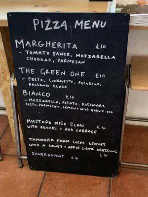 Menu board at Feed the Soul in Cerne Abbas