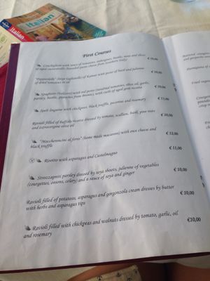 Menu August 2017 at Arancia Blu in Rome