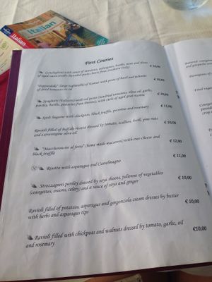 Menu August 2017 at Arancia Blu in Rome