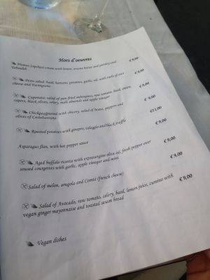 Menu August 2017 at Arancia Blu in Rome