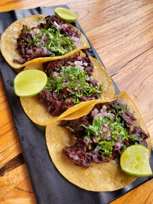 Hibiscus Tacos- Vegan at Capuchino Cafe in La Paz