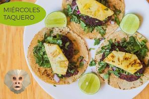 Vegan falafel al pastor tacos at Capuchino Cafe in La Paz