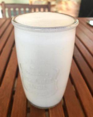 Coconut lemonade with coconut milk.  at Capuchino Cafe in La Paz