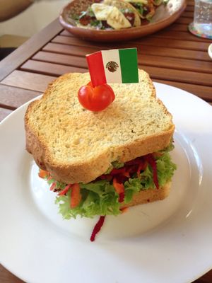Vegan sandwich. So good!! at Capuchino Cafe in La Paz