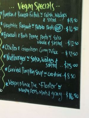 vegan lunch menu options at The Winemakers Daughter in Te Horo