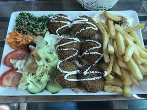 Homemade falafels with french fried and salad !  at Habibi in Strasbourg