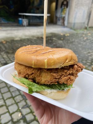 Fried chicken burger at FacePlant Foods in Edinburgh