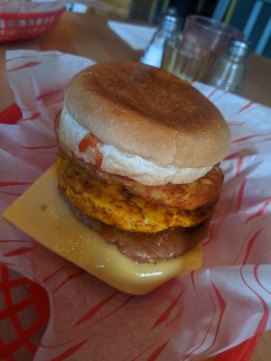 MockMuffin with hash brown £7 at FacePlant Foods in Edinburgh