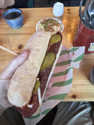 Tempeh rib sandwich   at FacePlant Foods in Edinburgh