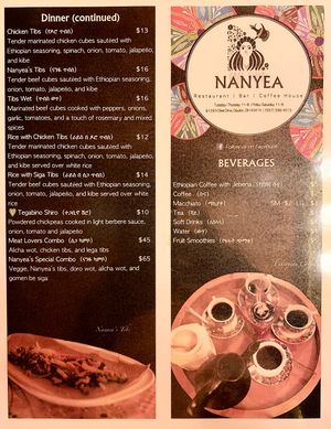 Menu with marked vegan options - 2 at Nanyea Restaurant Coffee House & Bar in Dayton