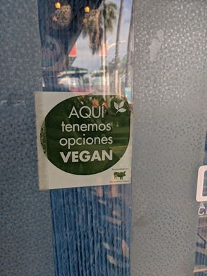 Humane league sticker on door at Baja Bonita Cerveceria Artesanal  in La Paz