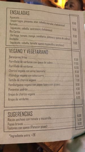 Menú at Anchoita del Pana in Malaga