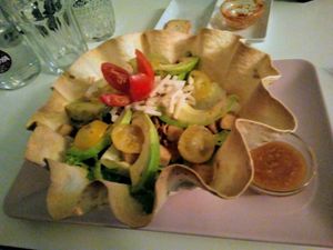 crispy crepes with fresh salad filling! at Voodoo Restaurant in Badajoz
