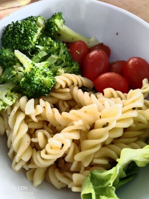 Pasta with broccoli and tomatoes $4.50 at The Crowded Bowl - Republic Polytechnic in North Singapore
