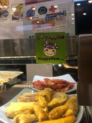 Happy cow sticker  at Eight Immortals Vegetarian 八仙素食园 - Choa Chu Kang in West Singapore