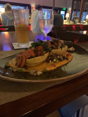 Delicata squash- amazing dish! I loved it. Well thought out with balanced flavors. Perfect   at Avalon Grille in Santa Catalina Island