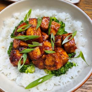 Glazed Tofu & Steamed Rice at YUZU in Istanbul