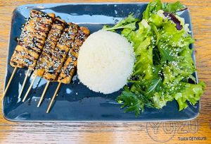 Teriyaki Skewers & Steamed Rice at YUZU in Istanbul