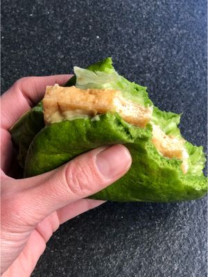 Spinach bun with fried tofu at YUZU in Istanbul