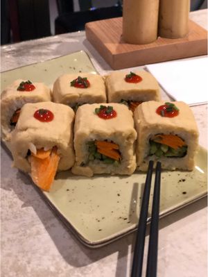 Hummus rainbow roll at YUZU in Istanbul