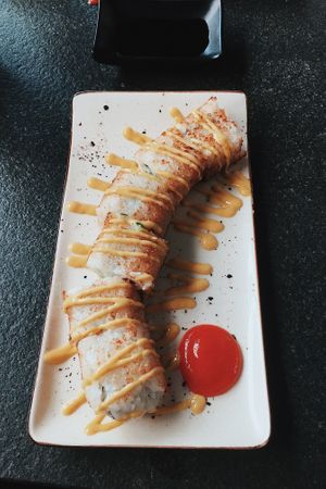 Philly cheese roll inside out and fried! So tasty! at YUZU in Istanbul