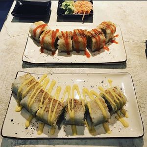Fried cream cheese philadelphia and fried tempeh california at YUZU in Istanbul