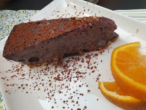 Raw chocolate blueberry cake 🍰🤤 at Nishta in Dubrovnik