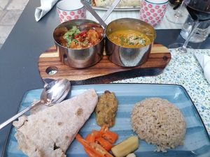 Curry platter at Nishta in Dubrovnik