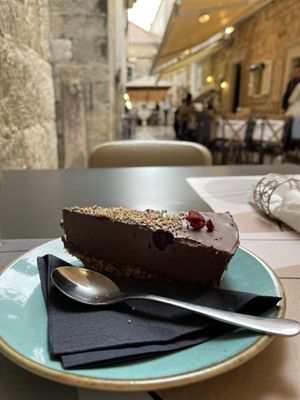 Raw vegan chocolate cake (cashew based)  at Nishta in Dubrovnik
