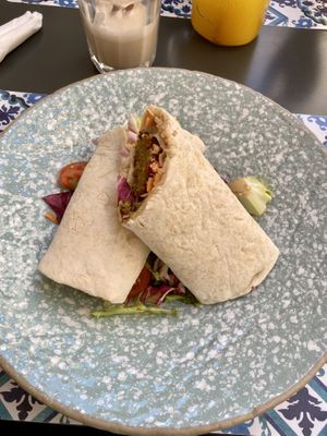 Falafel wrap, iced coffee   at Nishta in Dubrovnik