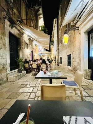 Pavement seating   at Nishta in Dubrovnik