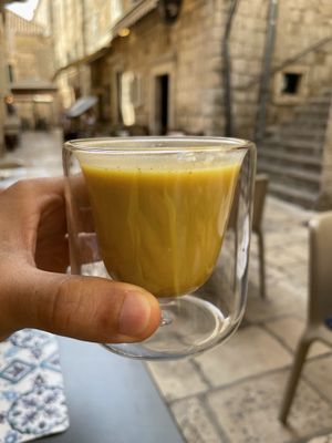 Turmeric latte  at Nishta in Dubrovnik