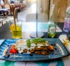 Balis soda & Raw Zucchini Lasagna at Nishta in Dubrovnik