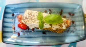 Top view of Raw Zucchini Lasagna with cashew cream sauce....oh yeah😋 at Nishta in Dubrovnik