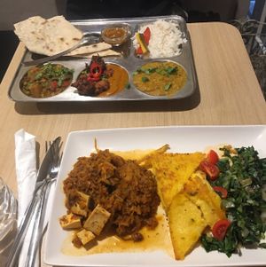 typical Dalmatian dish and the Indian platter  at Nishta in Dubrovnik