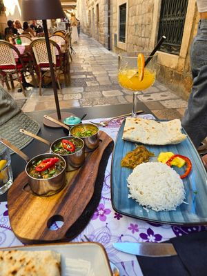 Curry platter at Nishta in Dubrovnik