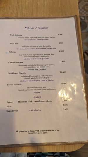 Starters menu at Nishta in Dubrovnik